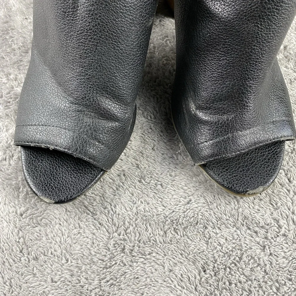 Simply Vera Size‎ Wooden Platform Leather Open Toe Shoe Womens Size 7 Black